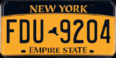 NY license plate FDU9204
