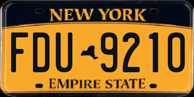 NY license plate FDU9210