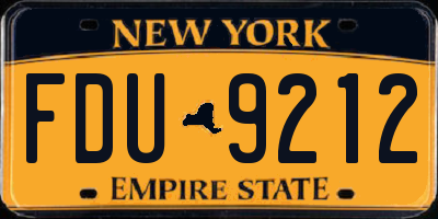 NY license plate FDU9212