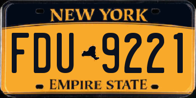 NY license plate FDU9221