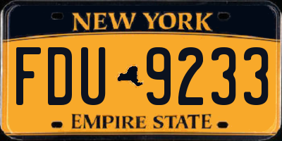 NY license plate FDU9233