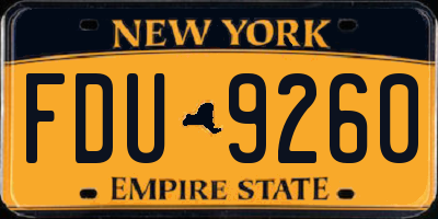 NY license plate FDU9260
