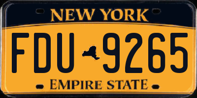 NY license plate FDU9265