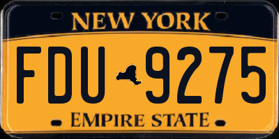 NY license plate FDU9275