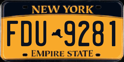 NY license plate FDU9281