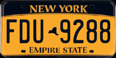 NY license plate FDU9288