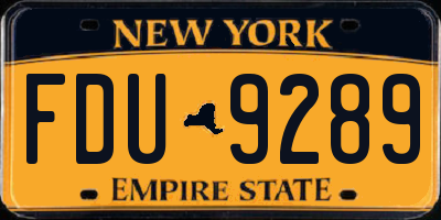 NY license plate FDU9289