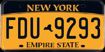 NY license plate FDU9293