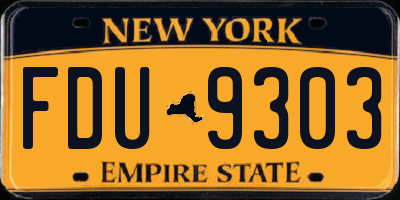 NY license plate FDU9303