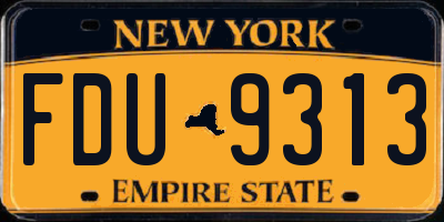 NY license plate FDU9313