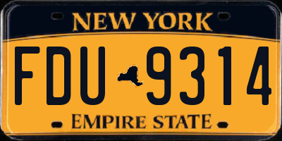 NY license plate FDU9314