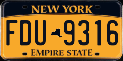 NY license plate FDU9316