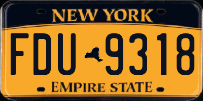 NY license plate FDU9318