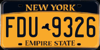NY license plate FDU9326