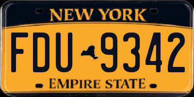 NY license plate FDU9342