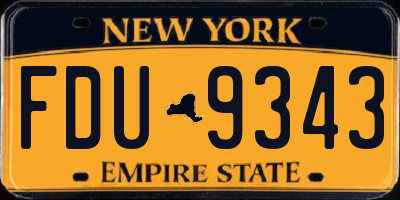 NY license plate FDU9343