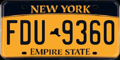 NY license plate FDU9360