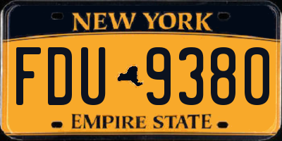 NY license plate FDU9380