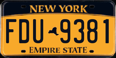 NY license plate FDU9381
