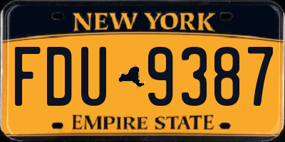 NY license plate FDU9387