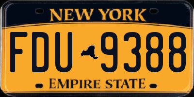NY license plate FDU9388
