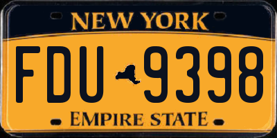 NY license plate FDU9398