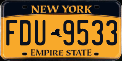 NY license plate FDU9533