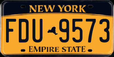 NY license plate FDU9573