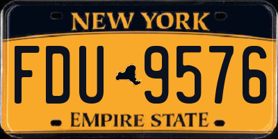 NY license plate FDU9576