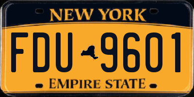 NY license plate FDU9601