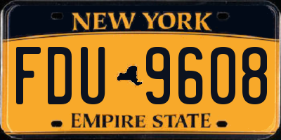 NY license plate FDU9608