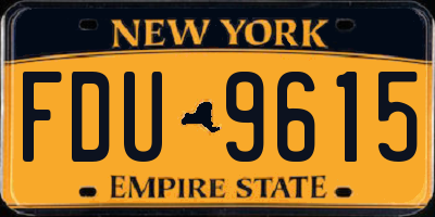 NY license plate FDU9615