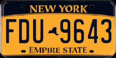 NY license plate FDU9643