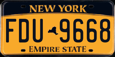 NY license plate FDU9668