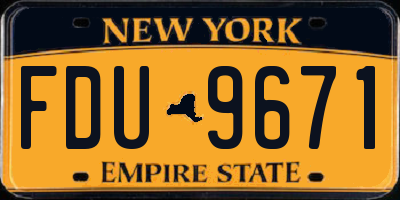 NY license plate FDU9671