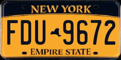 NY license plate FDU9672