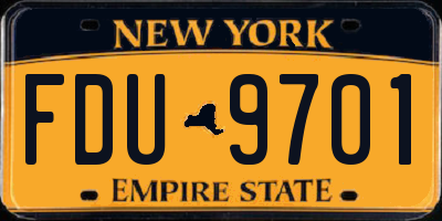 NY license plate FDU9701