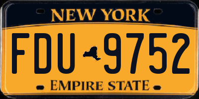 NY license plate FDU9752