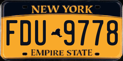 NY license plate FDU9778