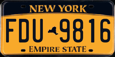 NY license plate FDU9816