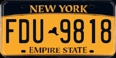 NY license plate FDU9818