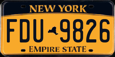 NY license plate FDU9826