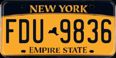 NY license plate FDU9836