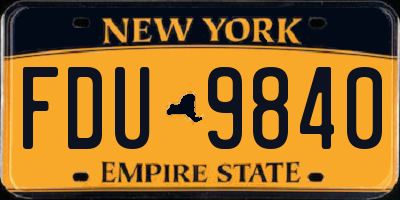 NY license plate FDU9840