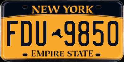 NY license plate FDU9850