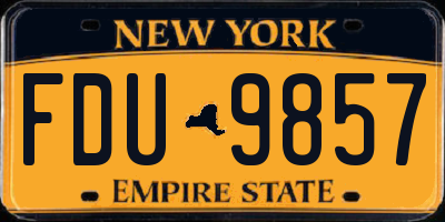 NY license plate FDU9857