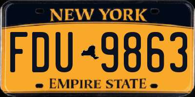 NY license plate FDU9863
