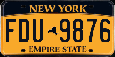 NY license plate FDU9876