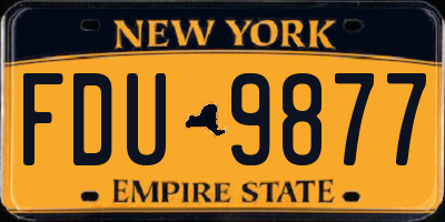 NY license plate FDU9877
