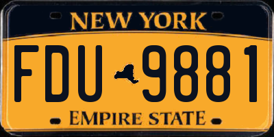 NY license plate FDU9881